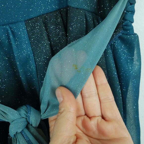 Vintage S M Babydoll Dress Princess Glitter Y2K Sheer Mesh Empire Waist Girly - Picture 8 of 8